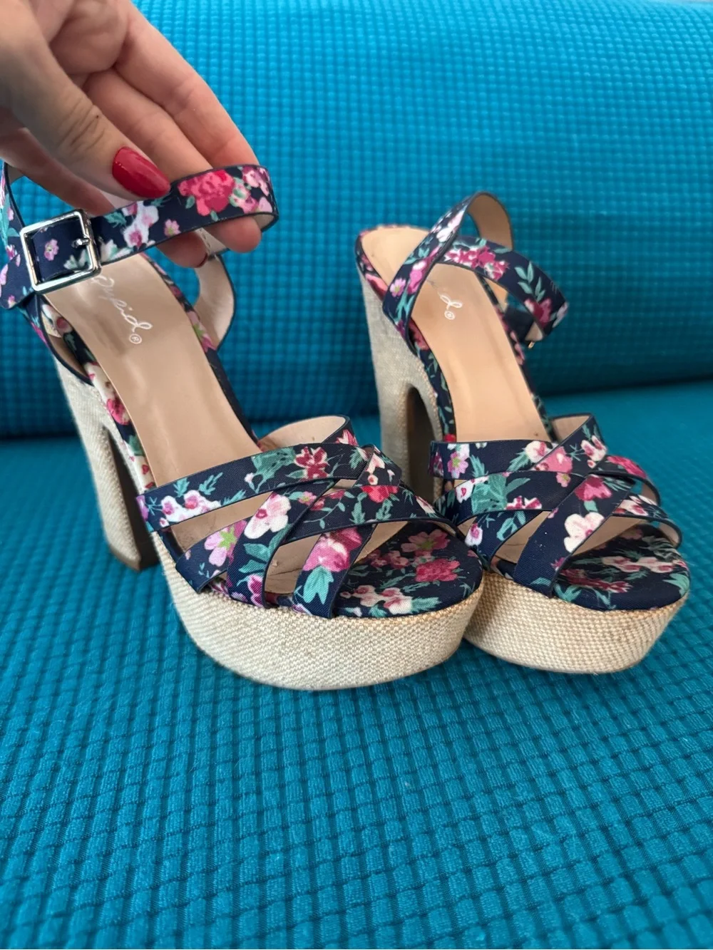Floral Platform Chunky Heel Sandals 🌸 Retro Y2K